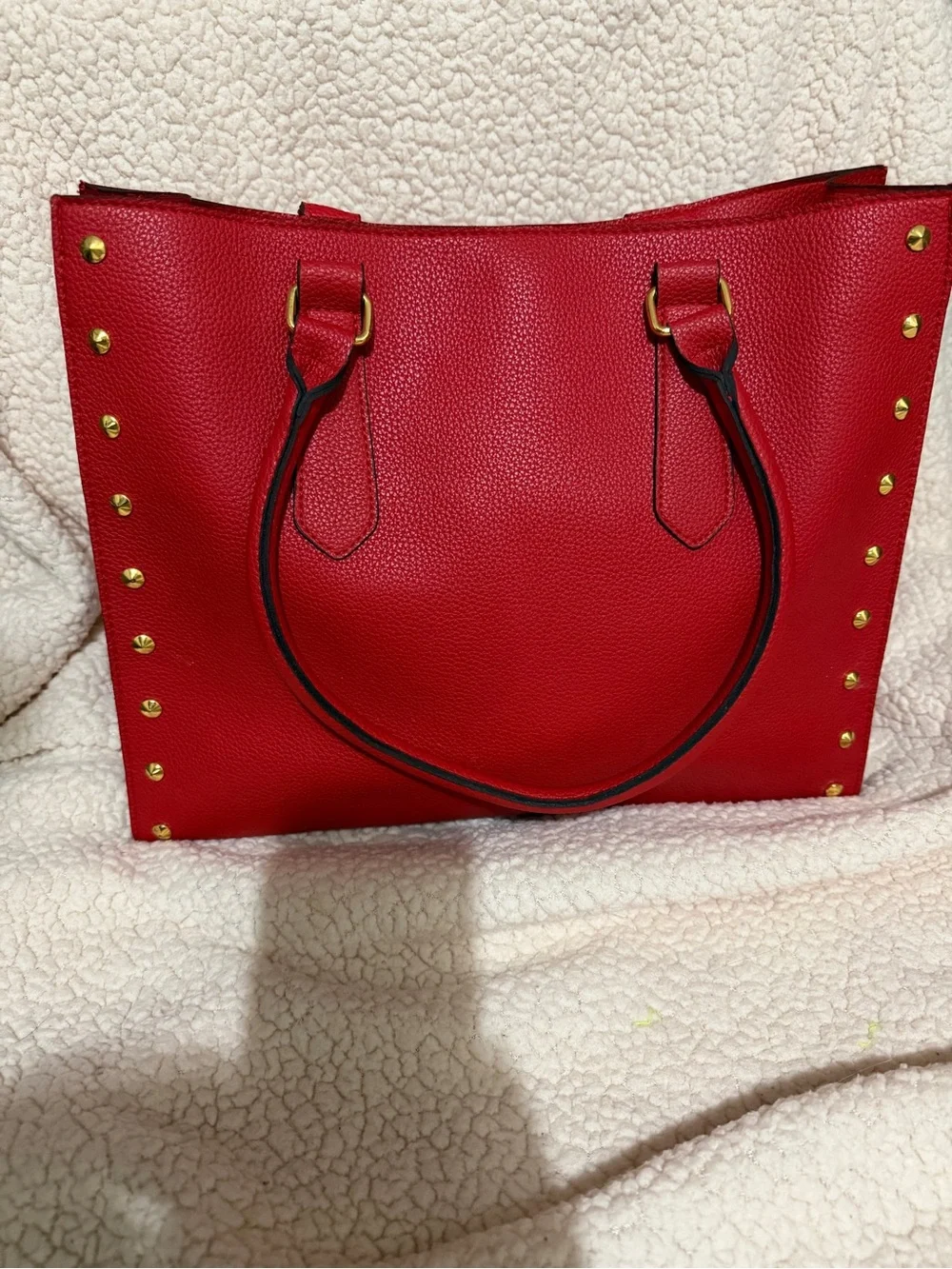Elizabeth Arden Red Tote with Gold Stud Detailing